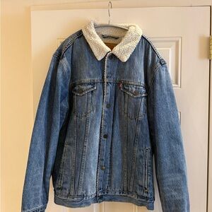 Levi's Blue Denim Jacket with White Sherpa Collar